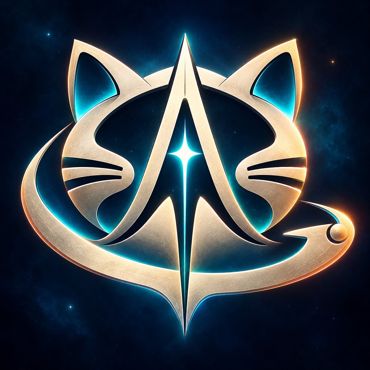 All Cats Ground’s golden cat and orbital exploration emblem